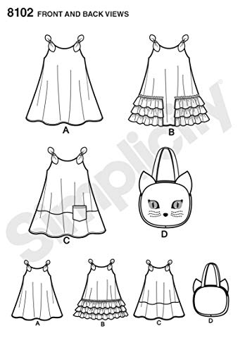 سيمبليسيتي حقيبة يد قطة للفتيات من Simplicity 8102 ونمط خياطة فستان الشمس بمقاسات 3-8 - Image 5